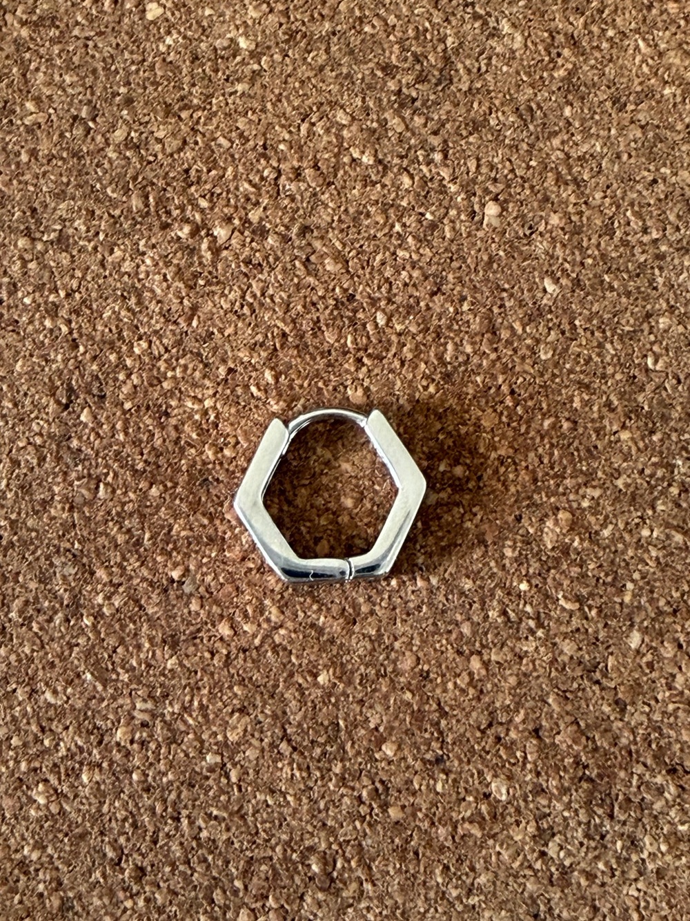 Hexagonal 925 Silver Hoop Earring